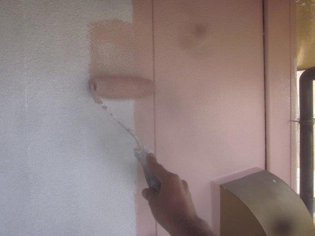 外壁サイディングキルコ断熱塗料塗装主材一層目塗装状況