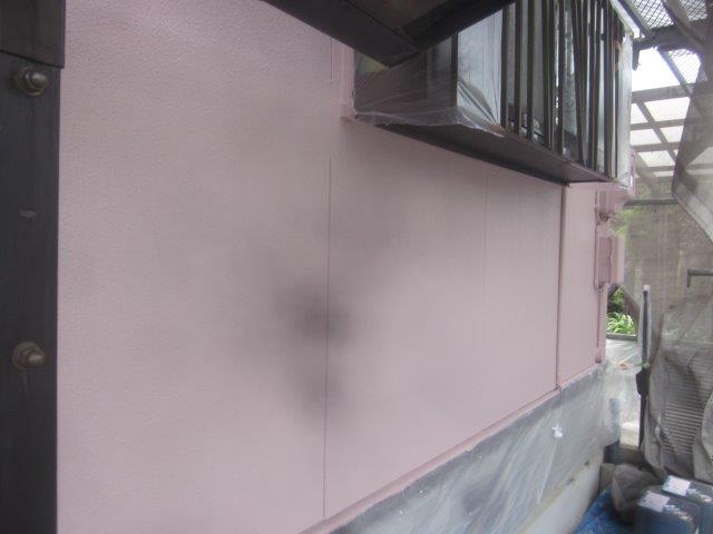 外壁サイディングキルコ断熱塗料塗装主材二層目塗装完了