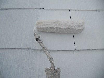 屋根カラーベスト遮断熱塗料塗装断熱塗料二層目塗装状況