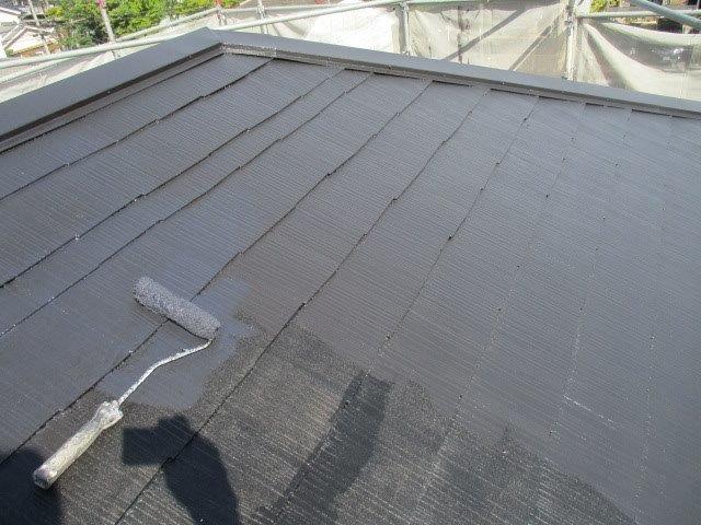 屋根キルコ断熱塗料塗装上塗り二層目塗装状況