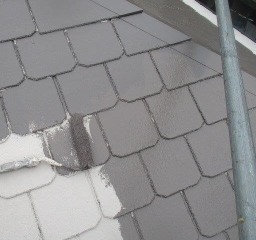20・屋根カラーベストキルコ遮断熱塗料塗装遮熱塗料1層目塗装状況